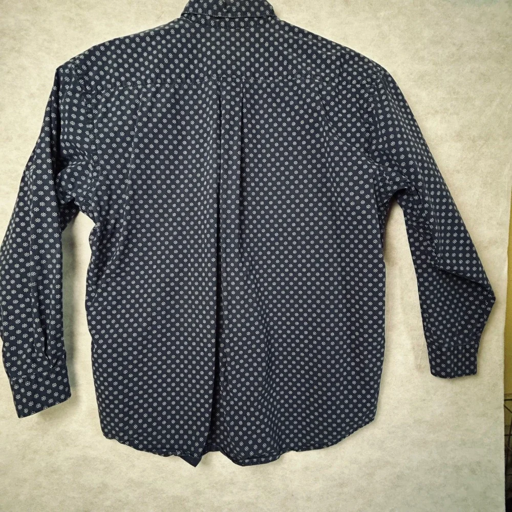 BANANA REPUBLIC Mens Navy Star Print Button‎ Down Long Sleeve Shirt Size L